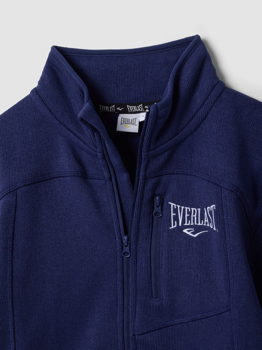 Blue full-zip sweatshirt with high neck and logo_5