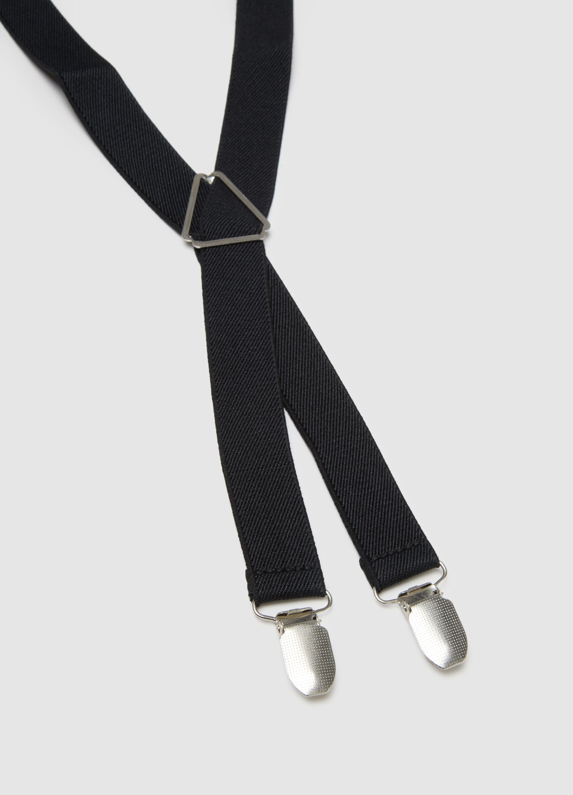 Black suspenders with adjustable closure