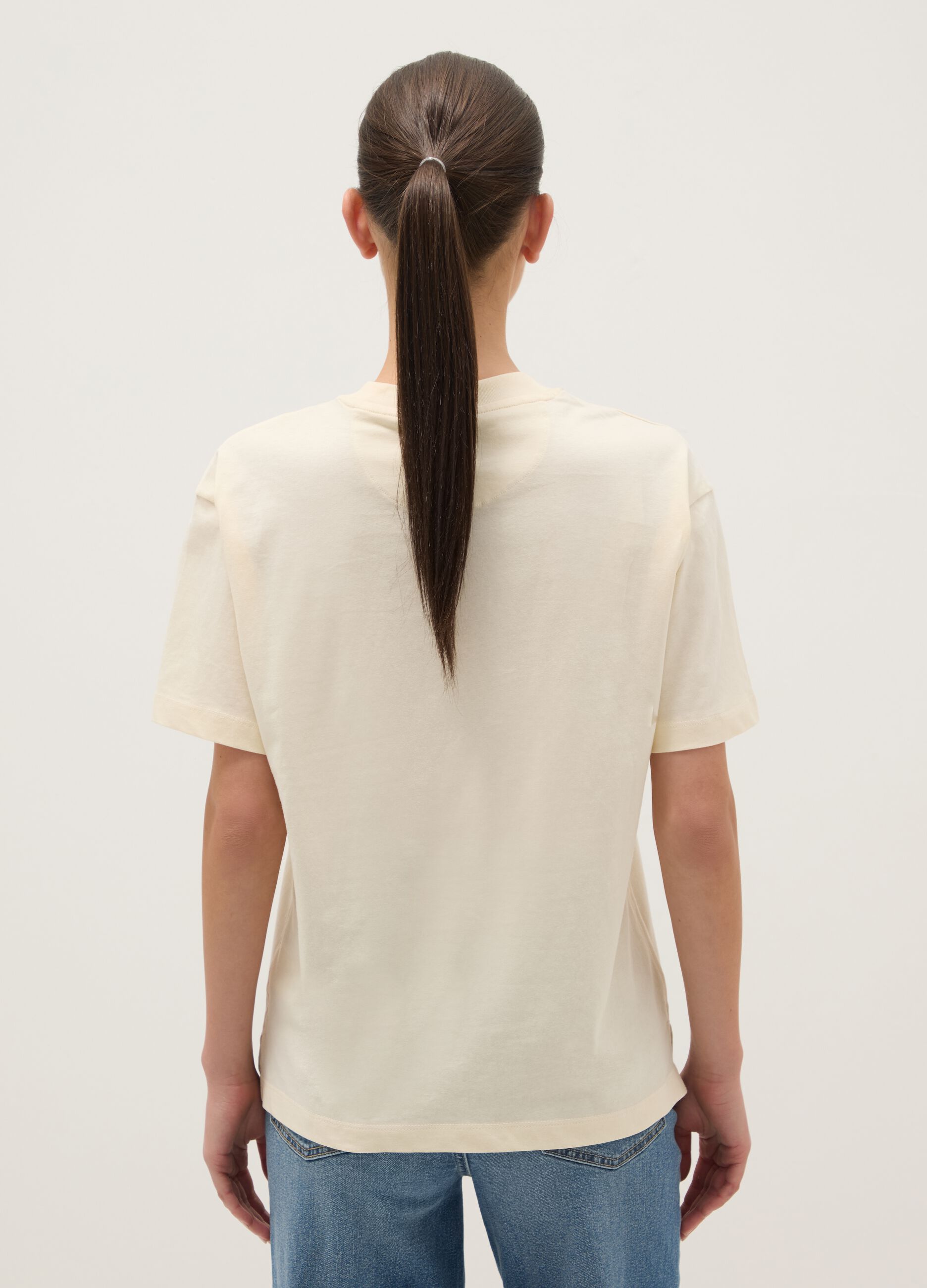Beige Regular Fit Pure Cotton T-shirt with Print