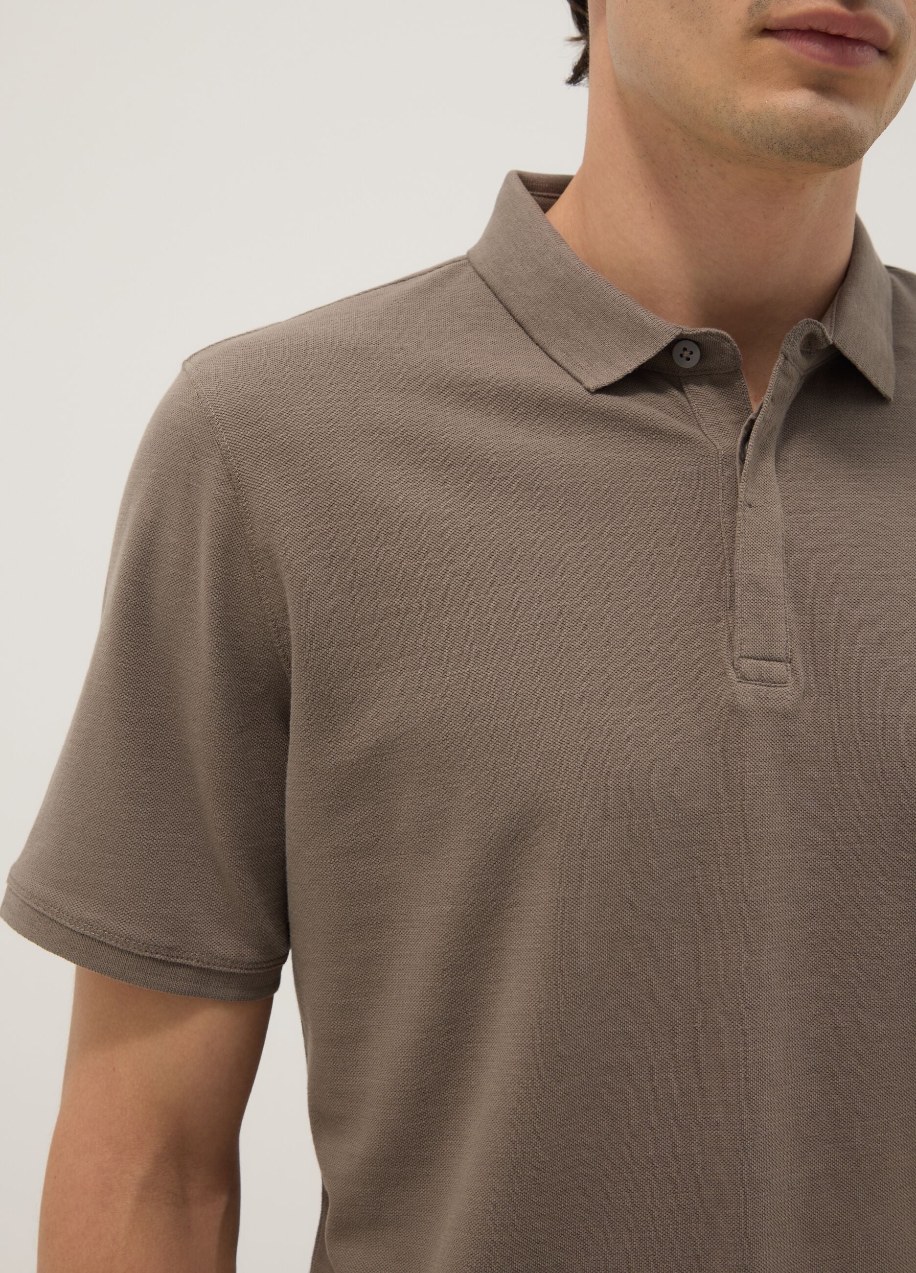 Regular fit brown pure cotton polo