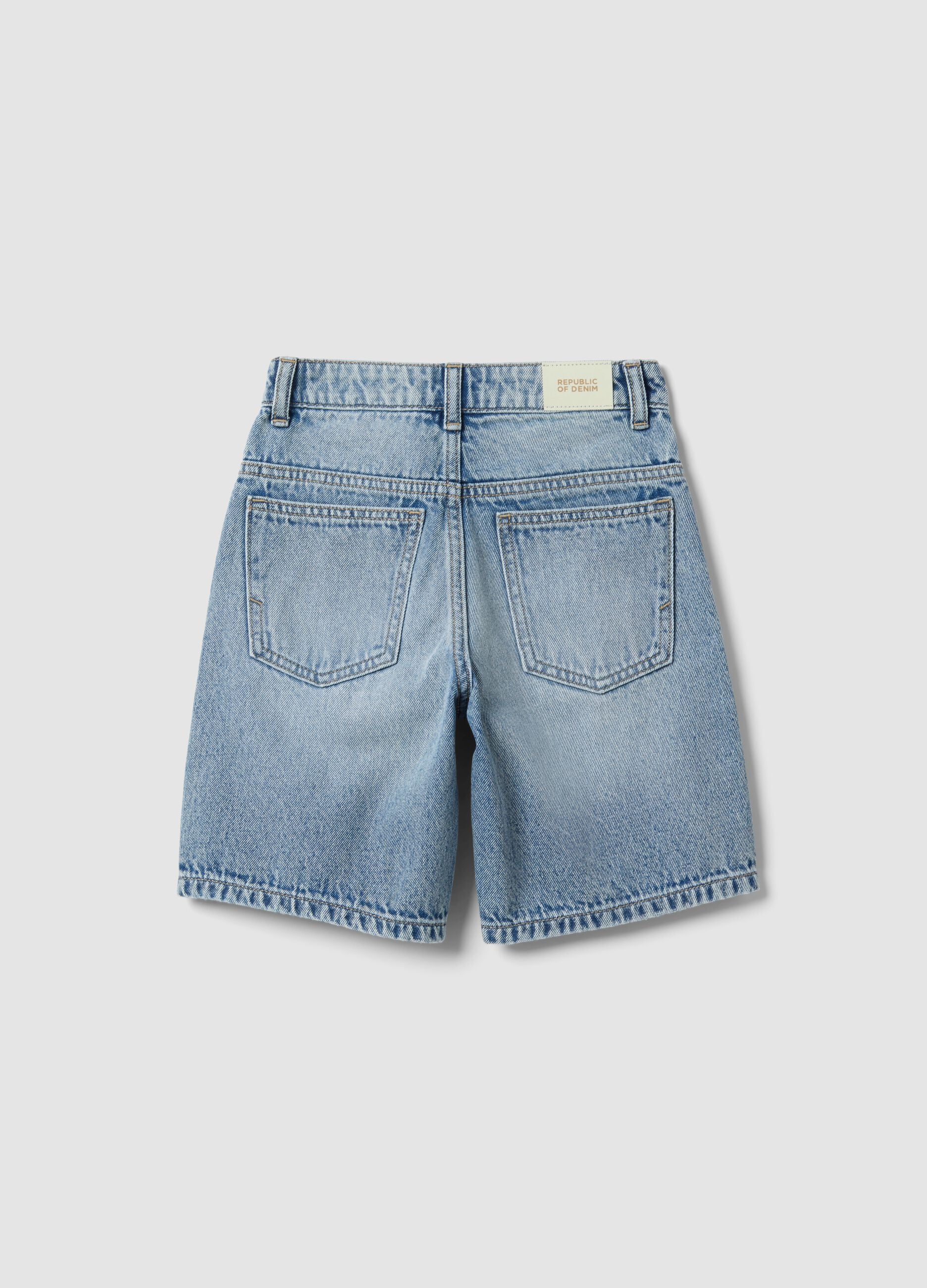 Boys&rsquo; blue denim shorts in pure cotton, regular fit