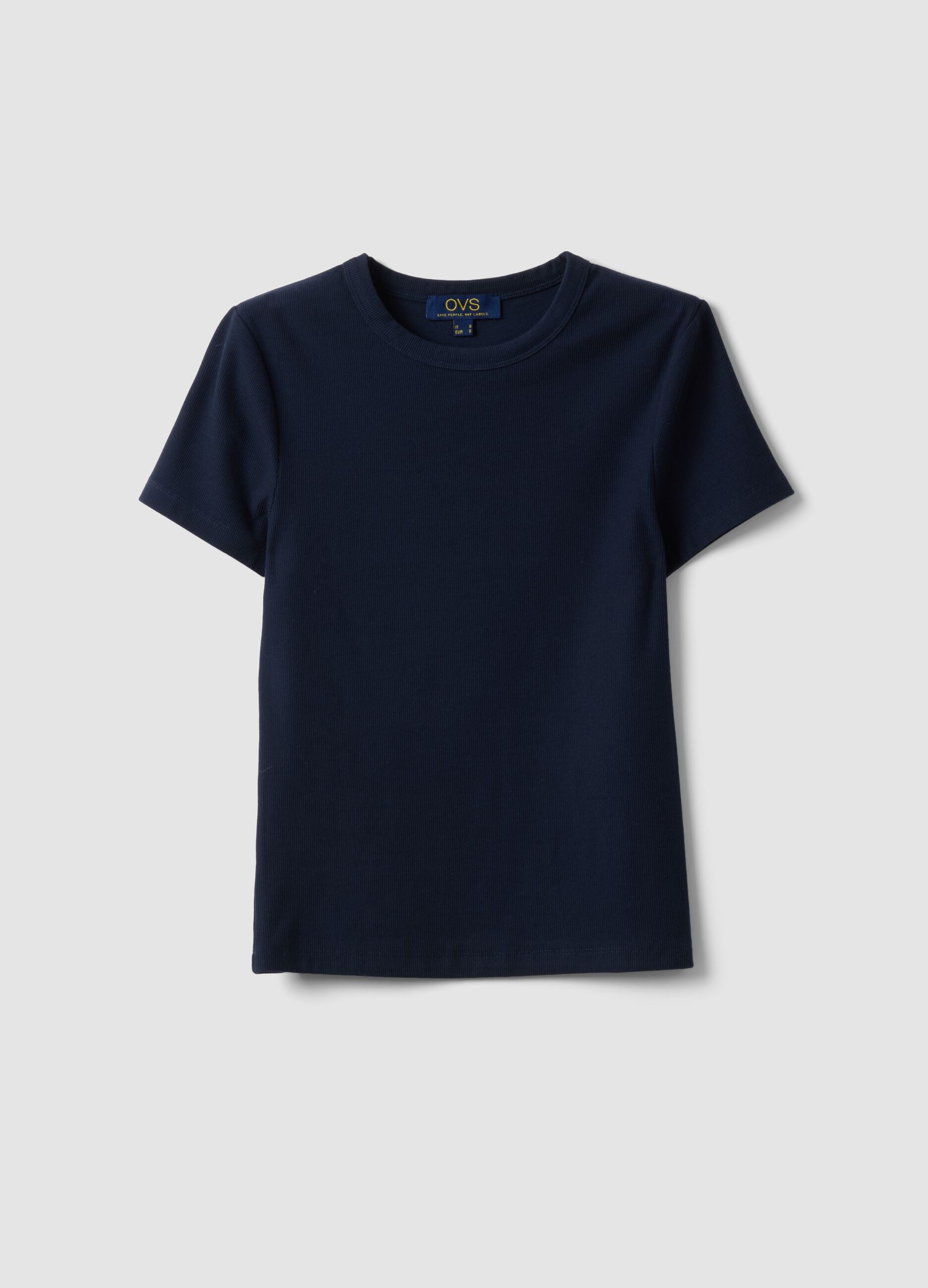 Blue fitted short-sleeve stretch-cotton T-shirt