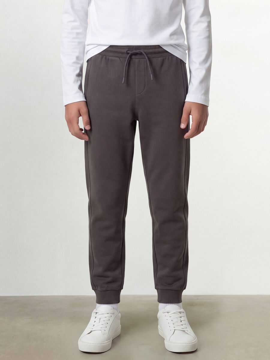 Grey organic cotton jogger trousers_1