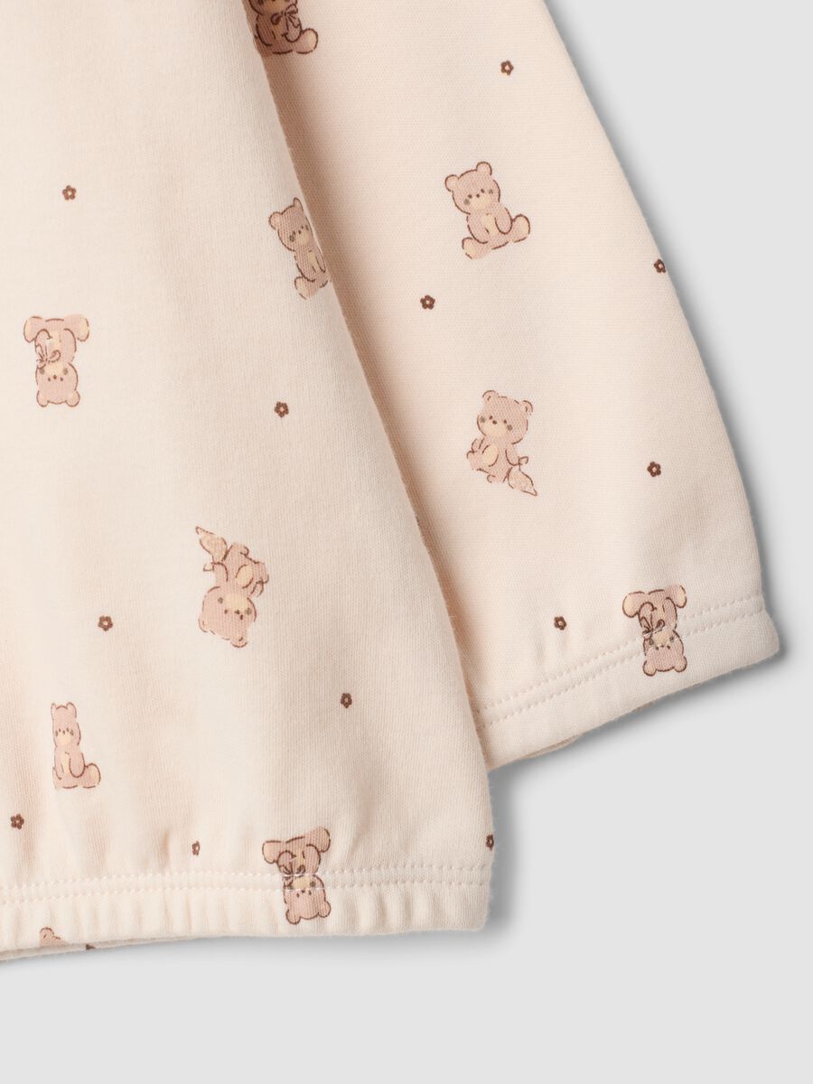 Pink and brown pure organic cotton crew-neck pyjamas for baby girl_2