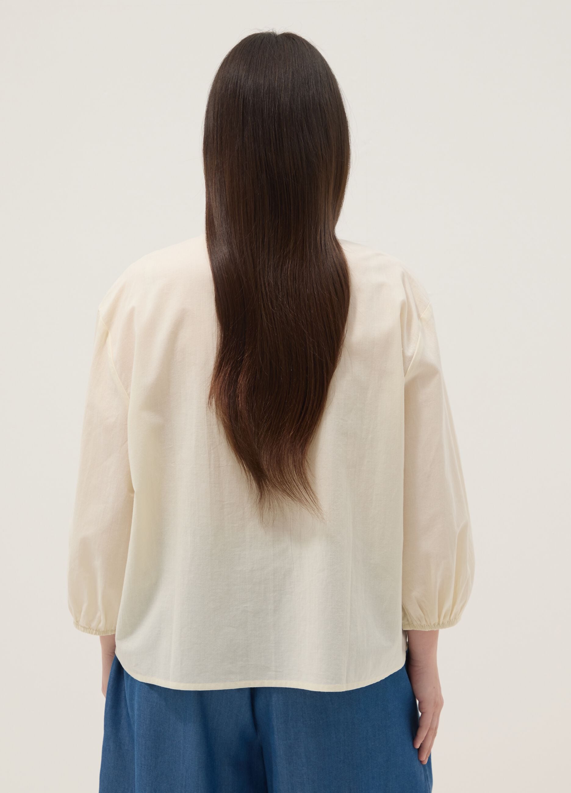 Beige pure cotton shirt with embroidery