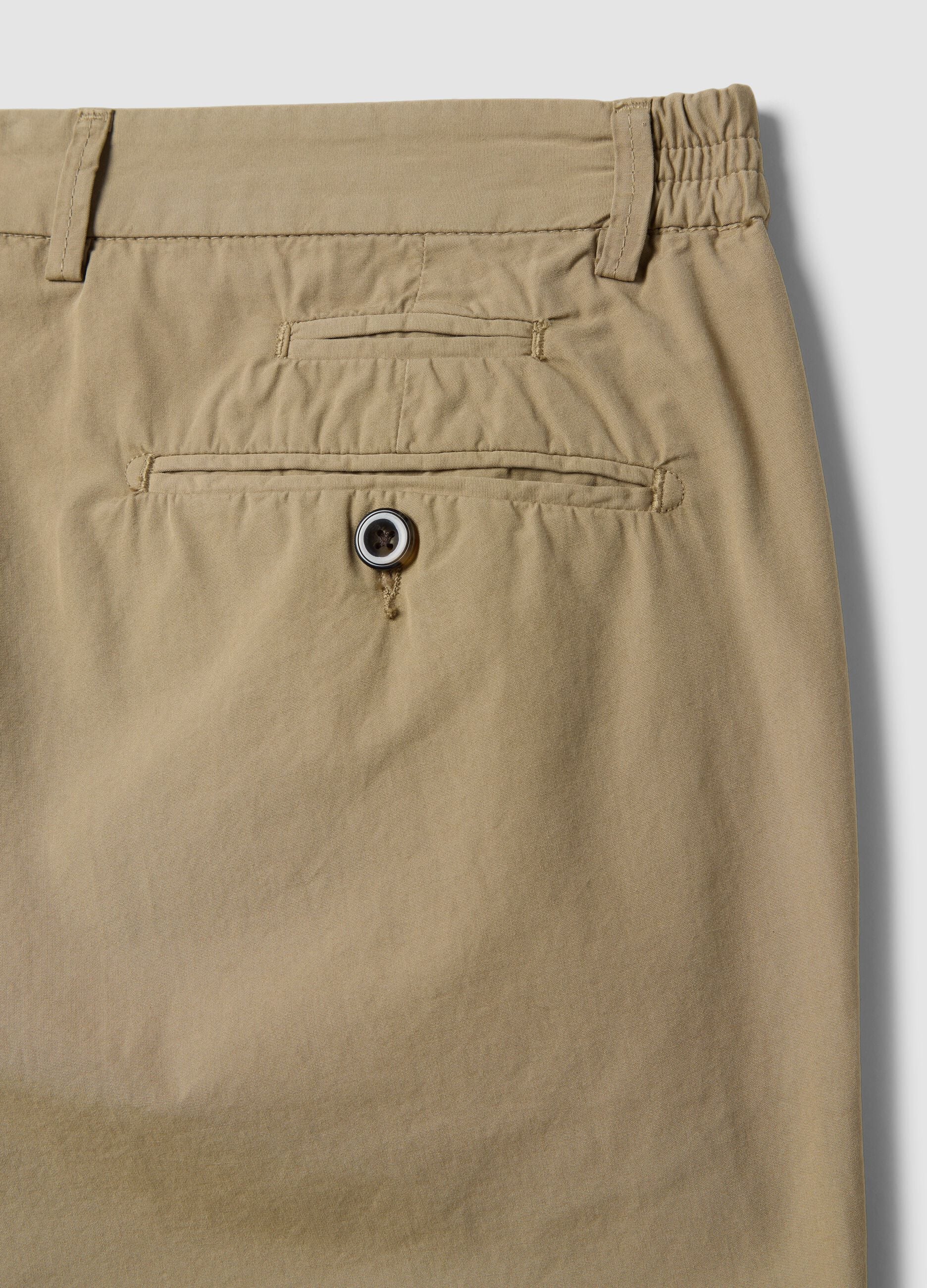 Beige pure cotton carrot-fit chino trousers