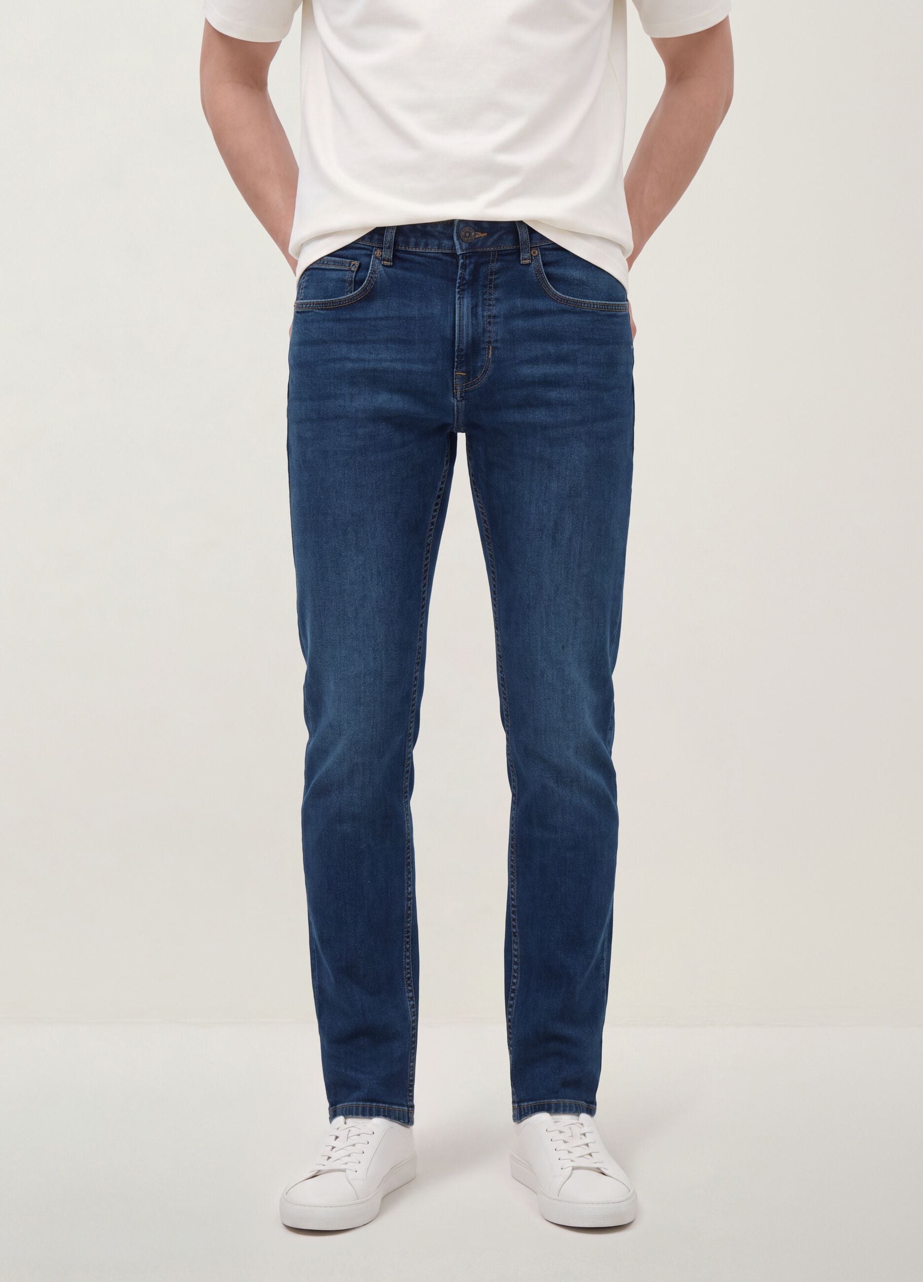 Blue slim-fit stretch cotton jeans
