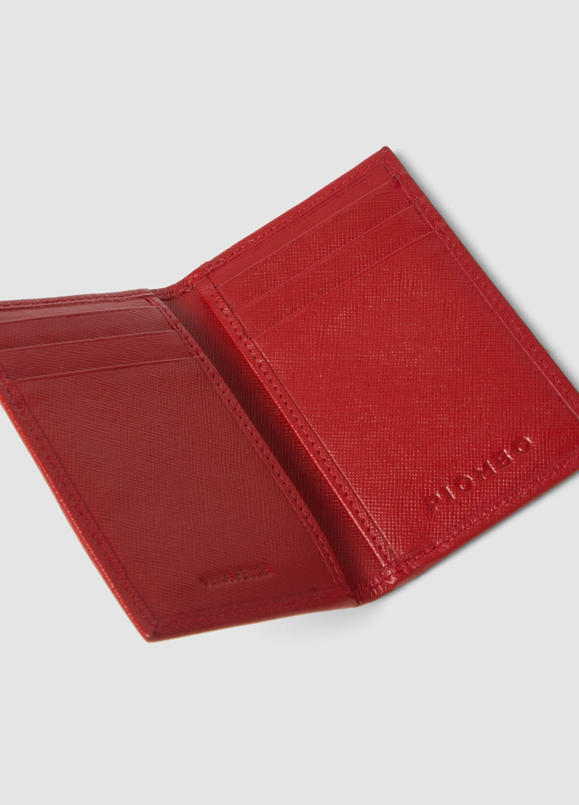 Portafoglio rosso in vera pelle