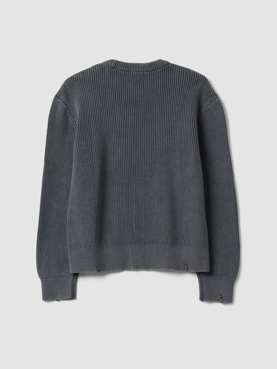 Maglia grigia in puro cotone a coste con girocollo regular fit_6