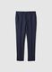 Slim fit blue pure linen trousers_4
