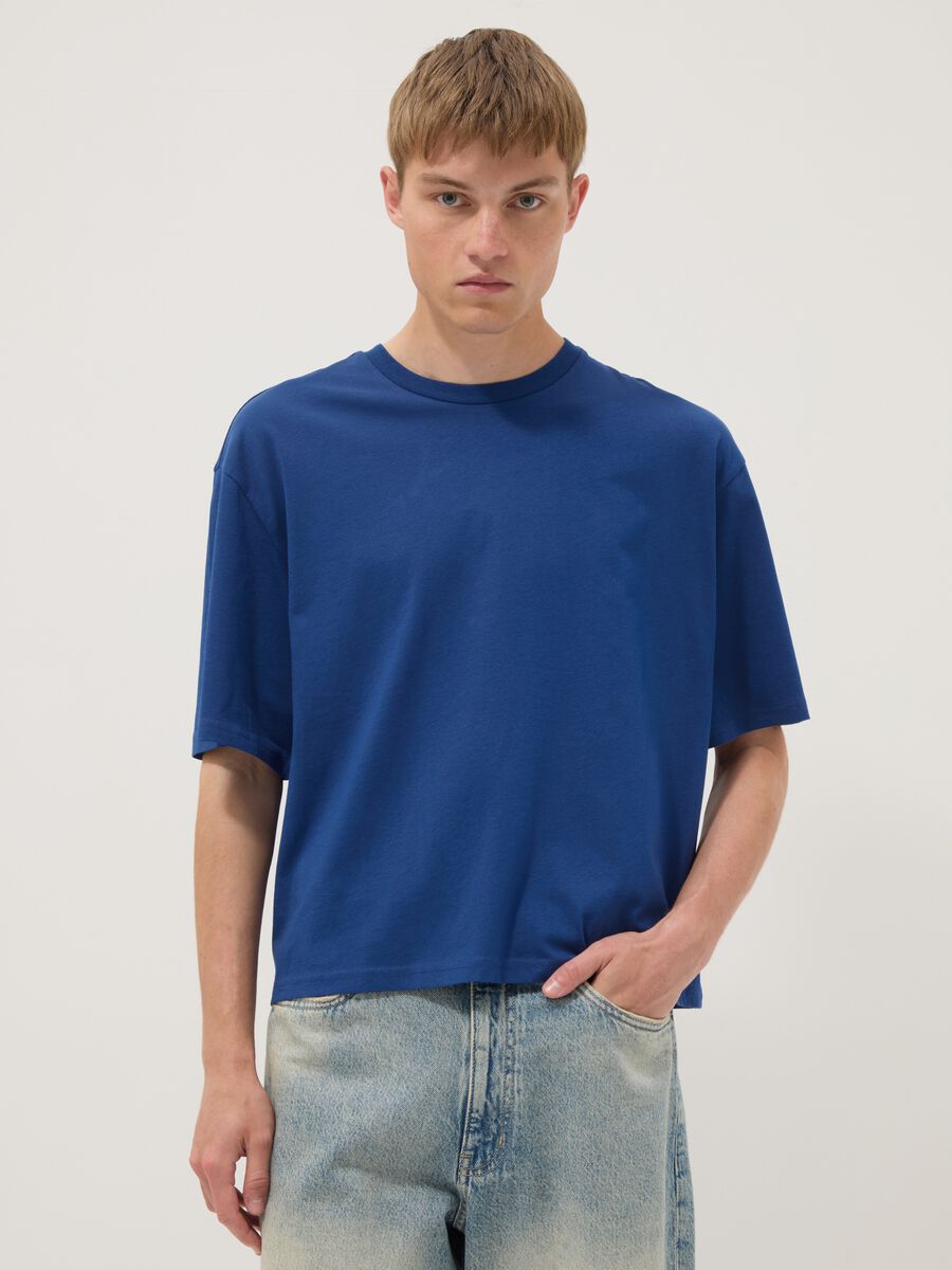 Blue pure cotton short-sleeve T-shirt_1