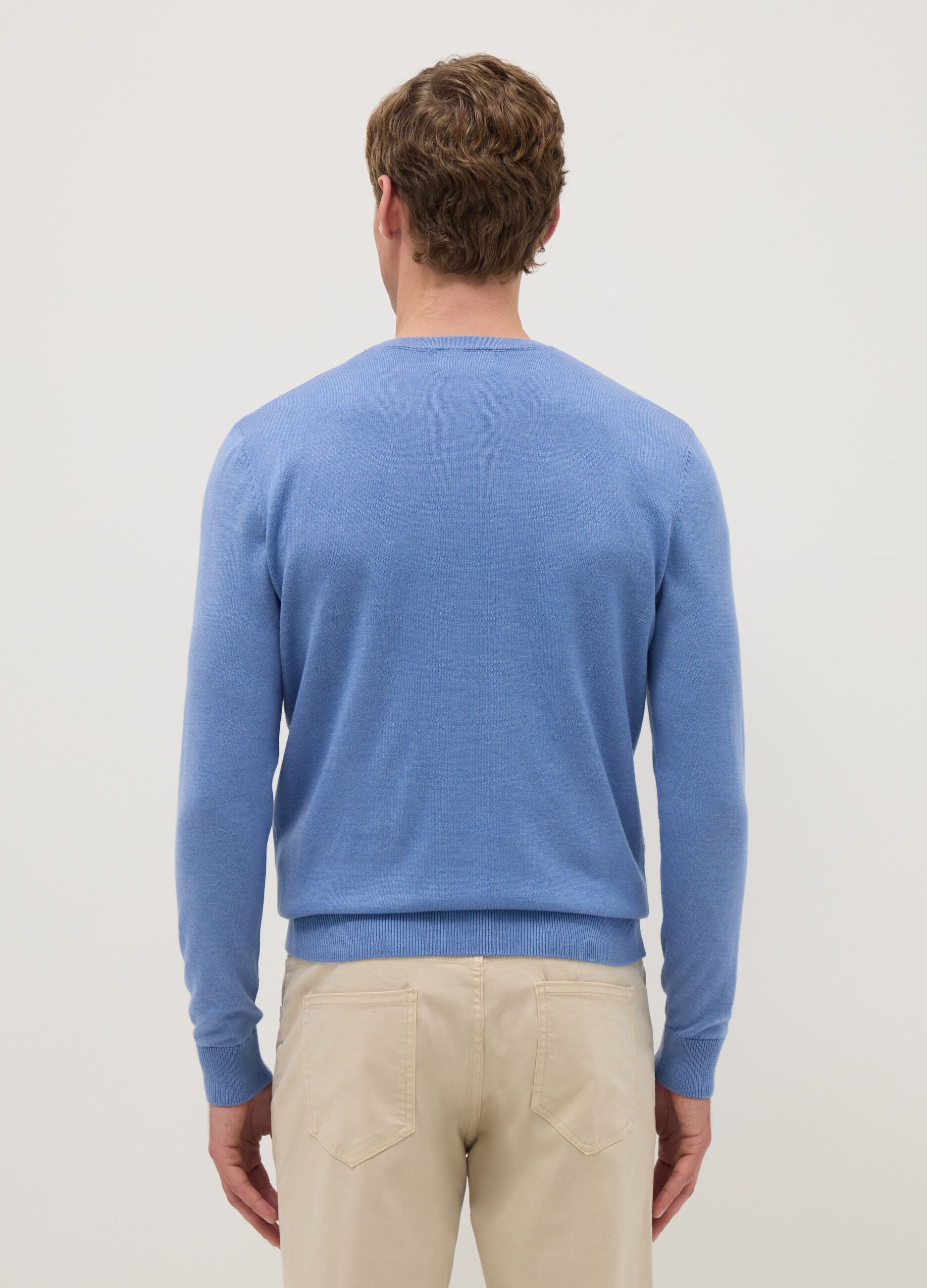 Azure crew neck pullover in regular fit cotton blend