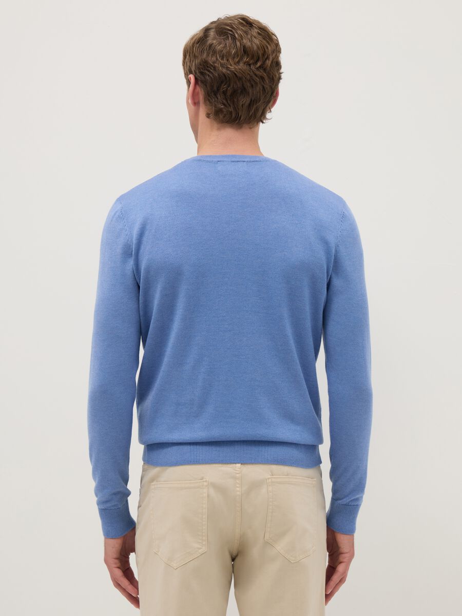 Azure crew neck pullover in regular fit cotton blend_2