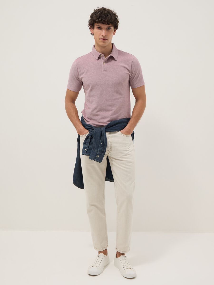 Beige denim jeans in pure cotton, relaxed fit_0