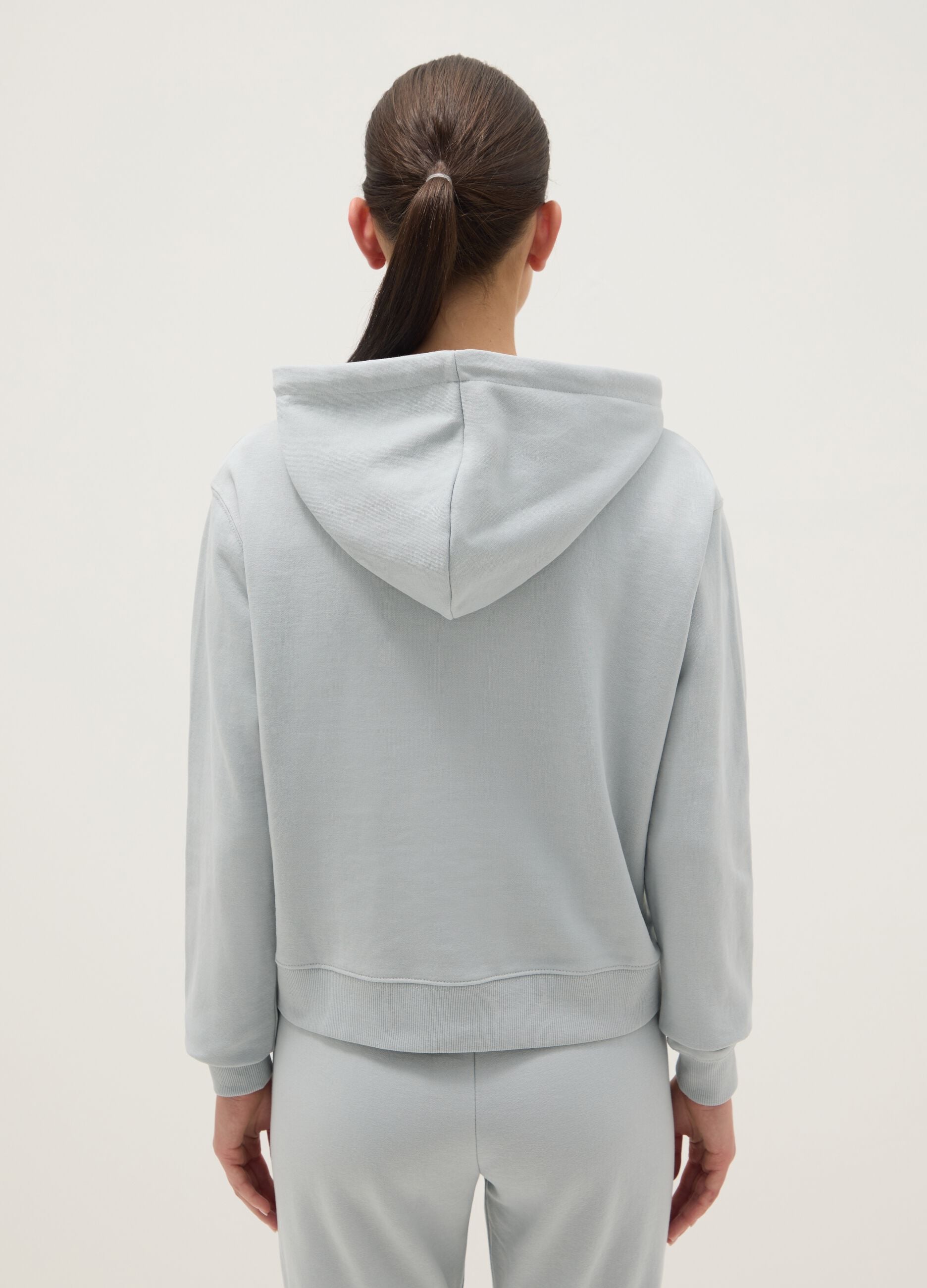 Grey cotton blend hoodie regular fit