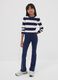 Blue flared leggings in stretch organic cotton for girls_0