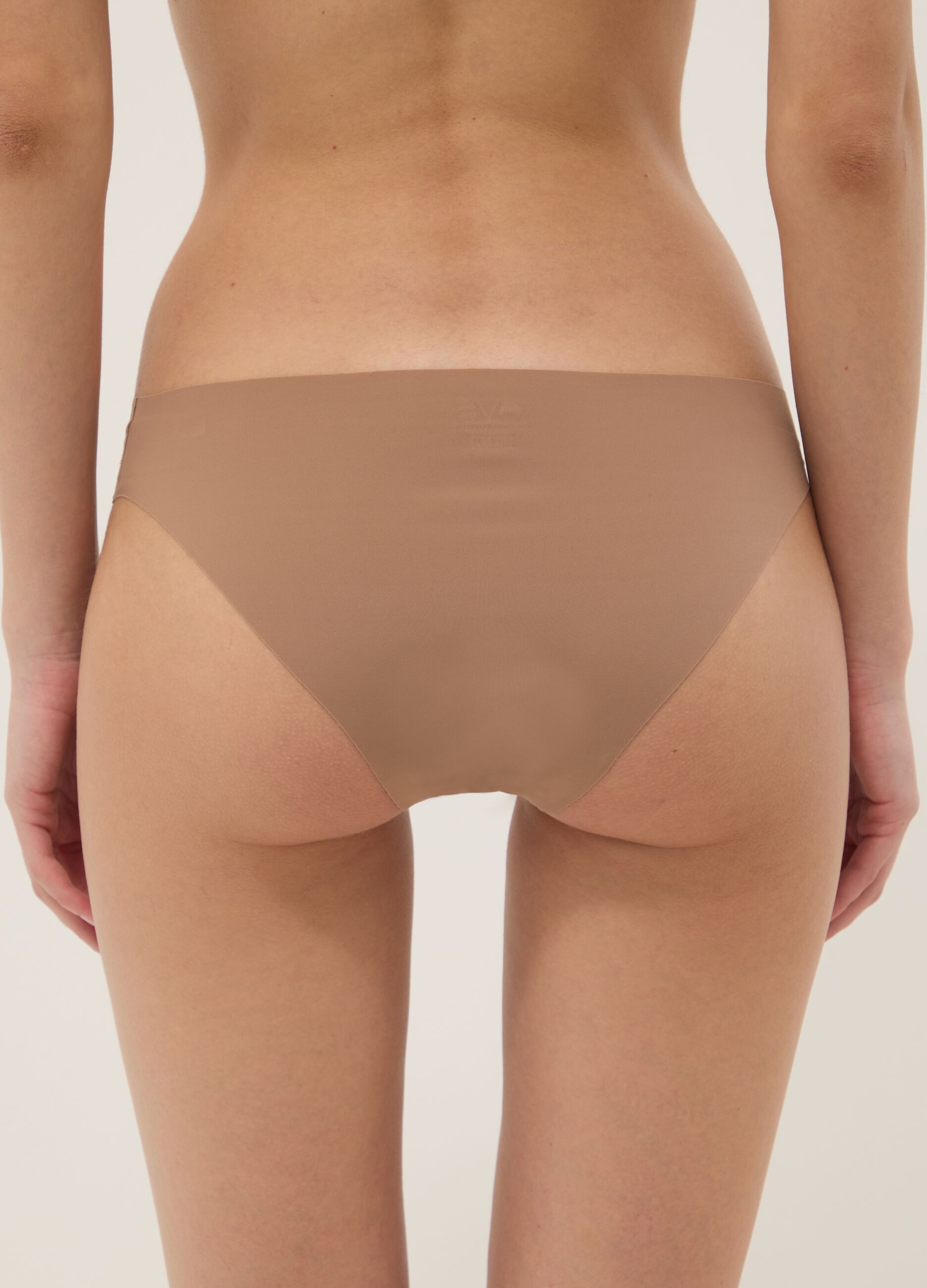 Brown regular fit seamless briefs