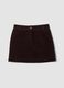Short brown ribbed stretch cotton skirt_4
