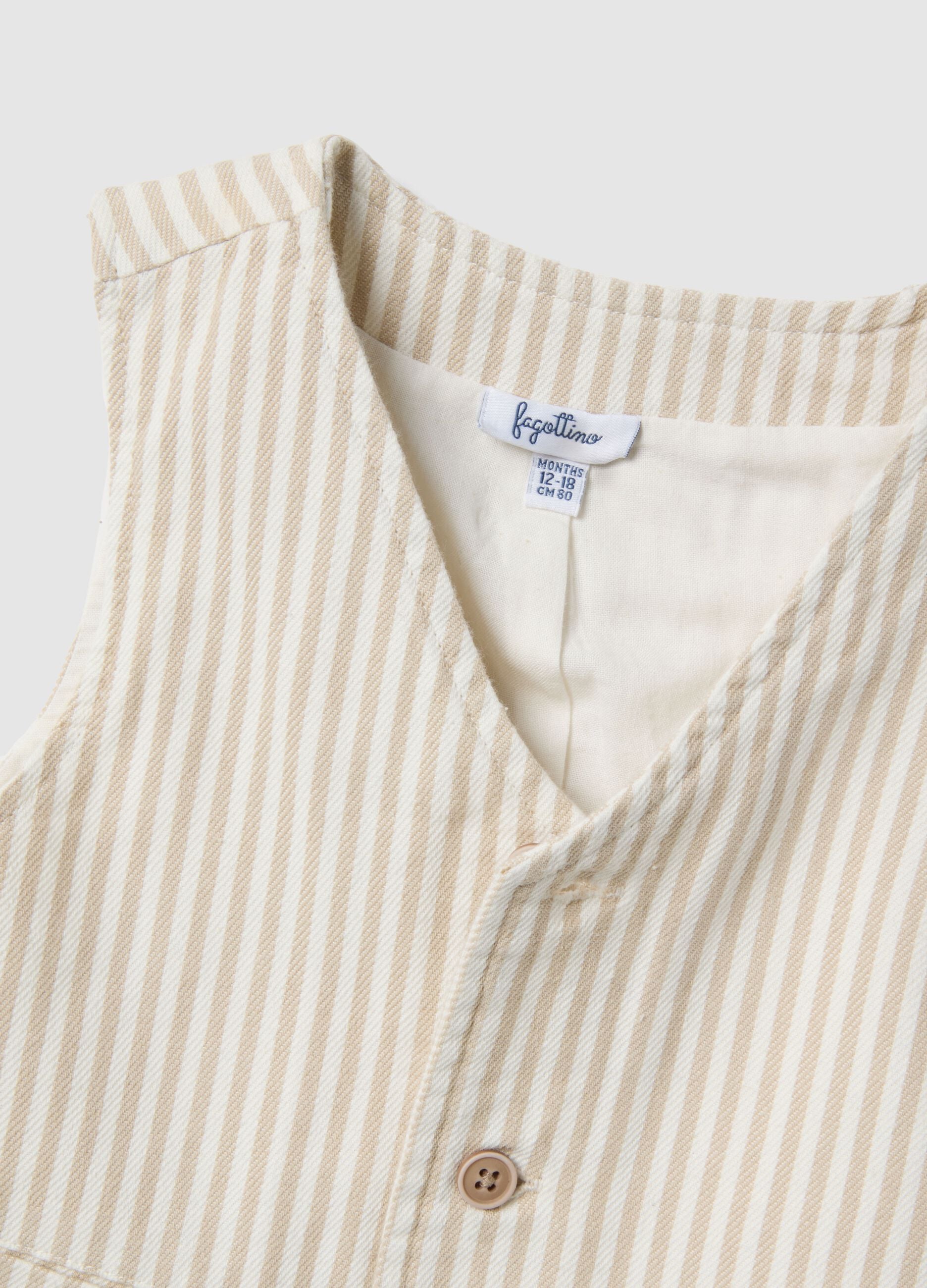 Striped multicolour pure cotton lined waistcoat for boys regular fit