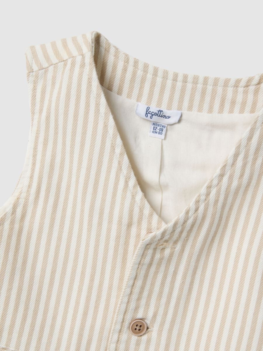 Striped multicolour pure cotton lined waistcoat for boys regular fit_2