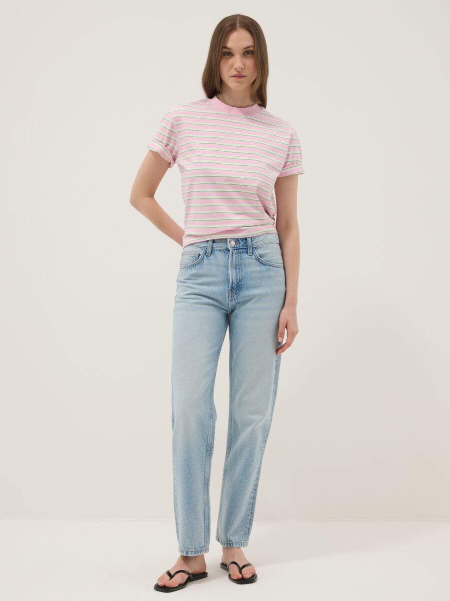 Pink striped pure cotton T-shirt_2