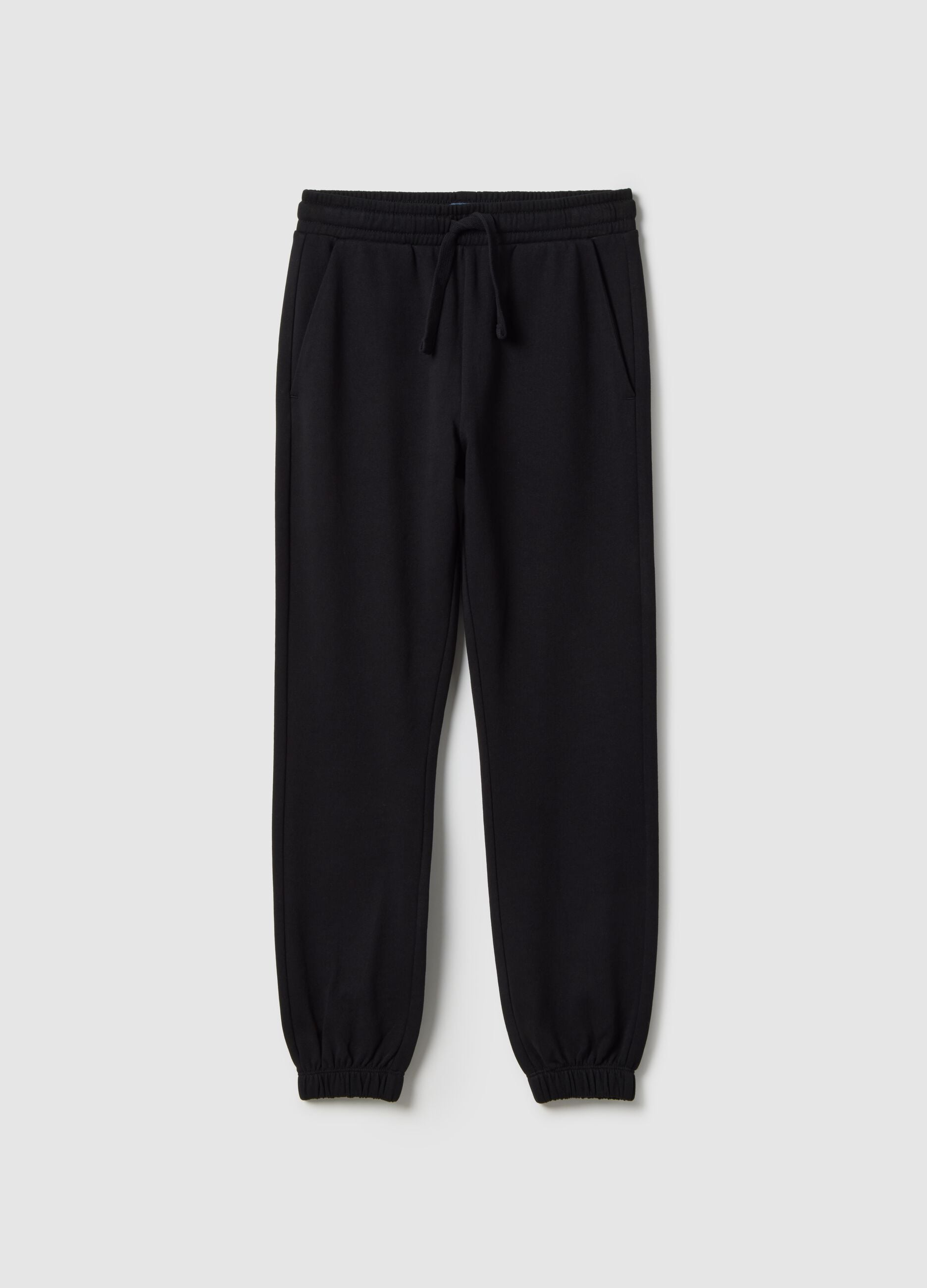 Boys' Black Cotton Joggers - Regular Fit