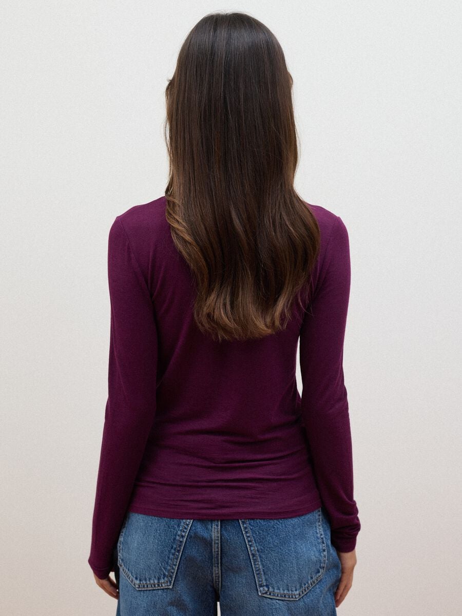 Purple modal and stretch cashmere T-shirt, regular fit_2