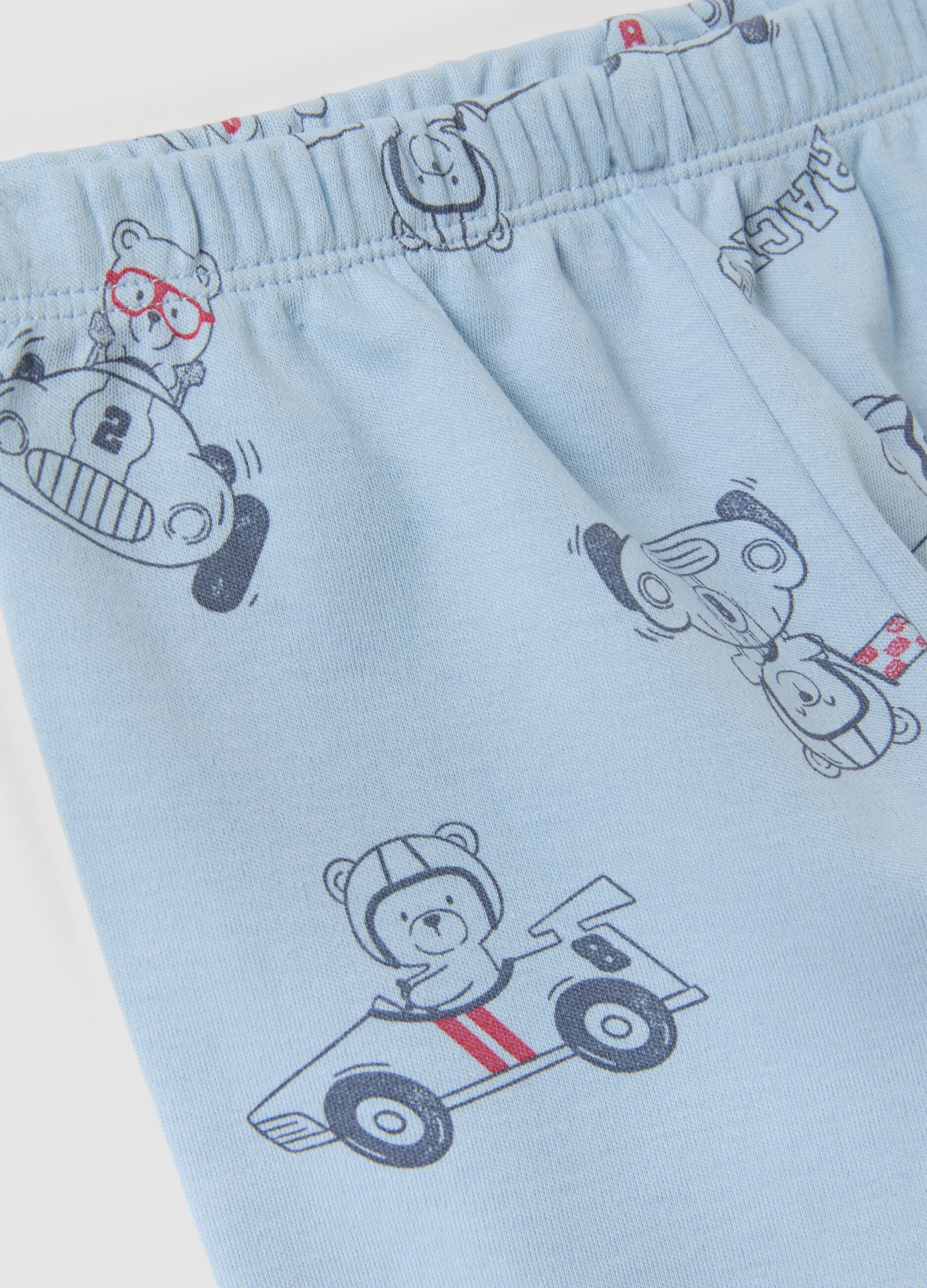 Light blue organic cotton printed pyjamas for baby and toddler