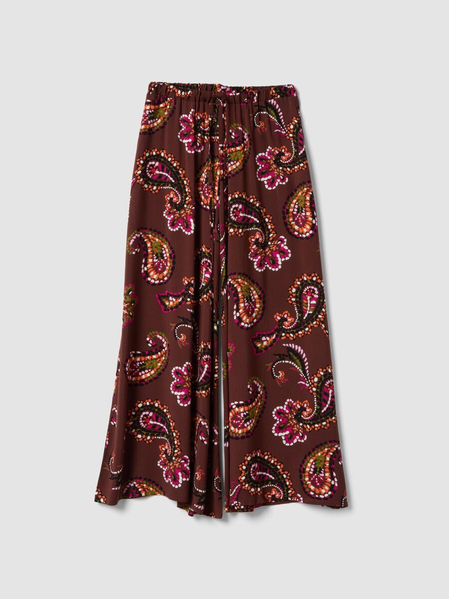 Brown pure viscose palazzo trousers_4