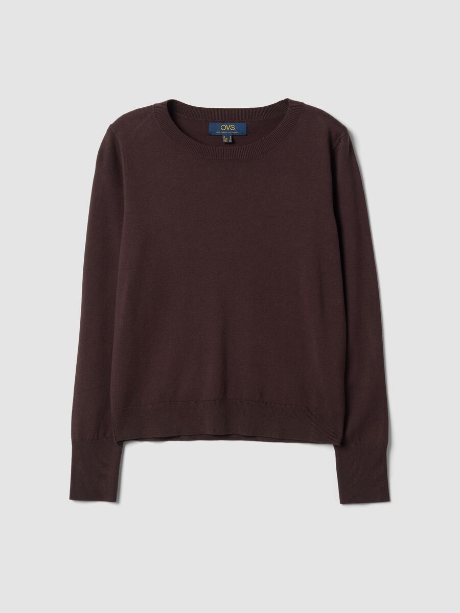 Brown viscose-blend crew-neck top_4