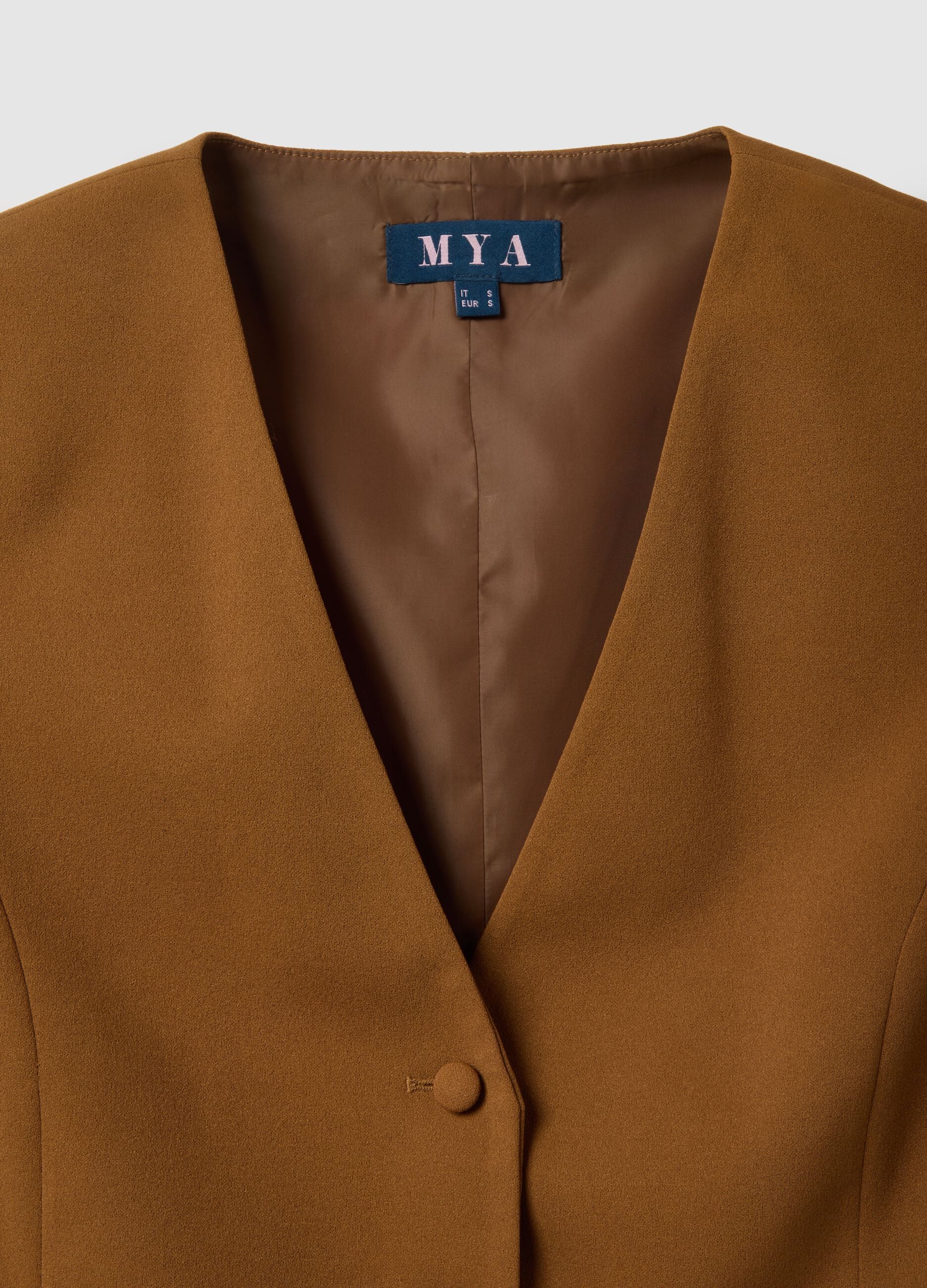 Brown regular fit waistcoat with buttons