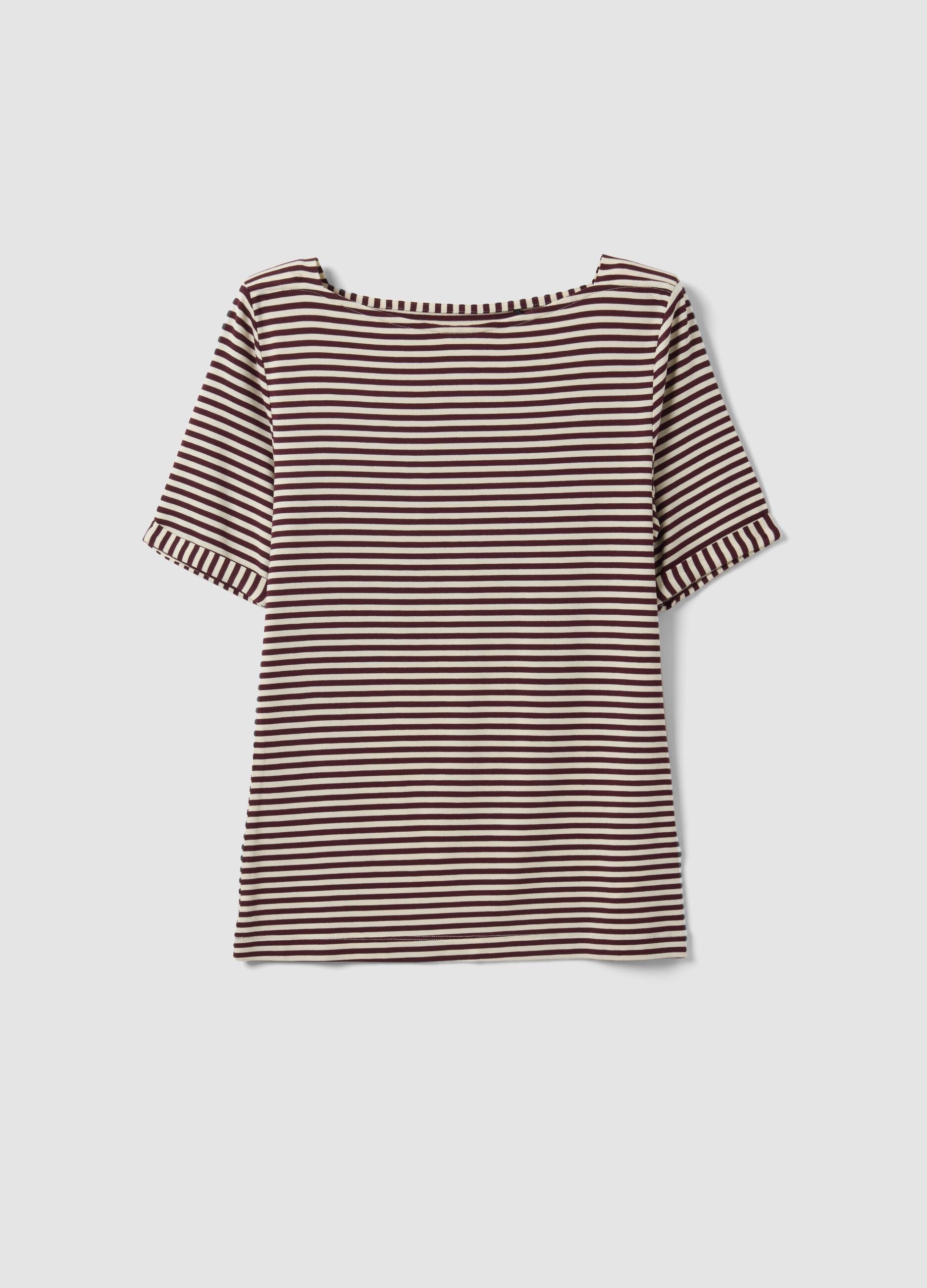 White striped stretch viscose T-shirt