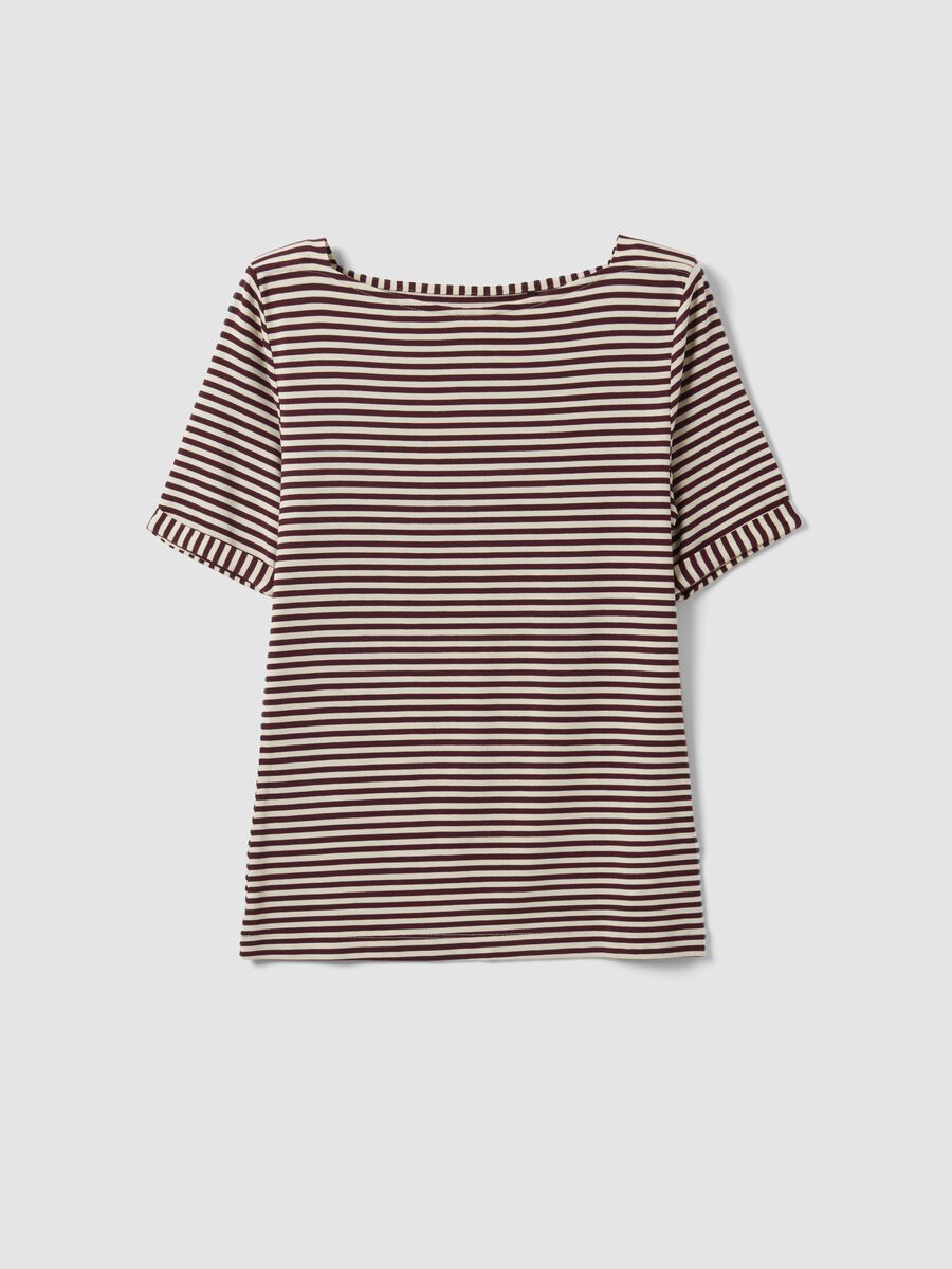 White striped stretch viscose T-shirt_4