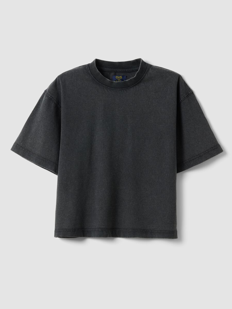 T-shirt in puro cotone grigia da ragazza oversize fit_3
