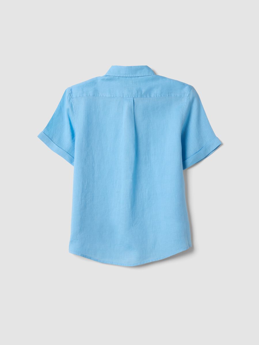 Light blue pure linen oversized shirt for boys_4