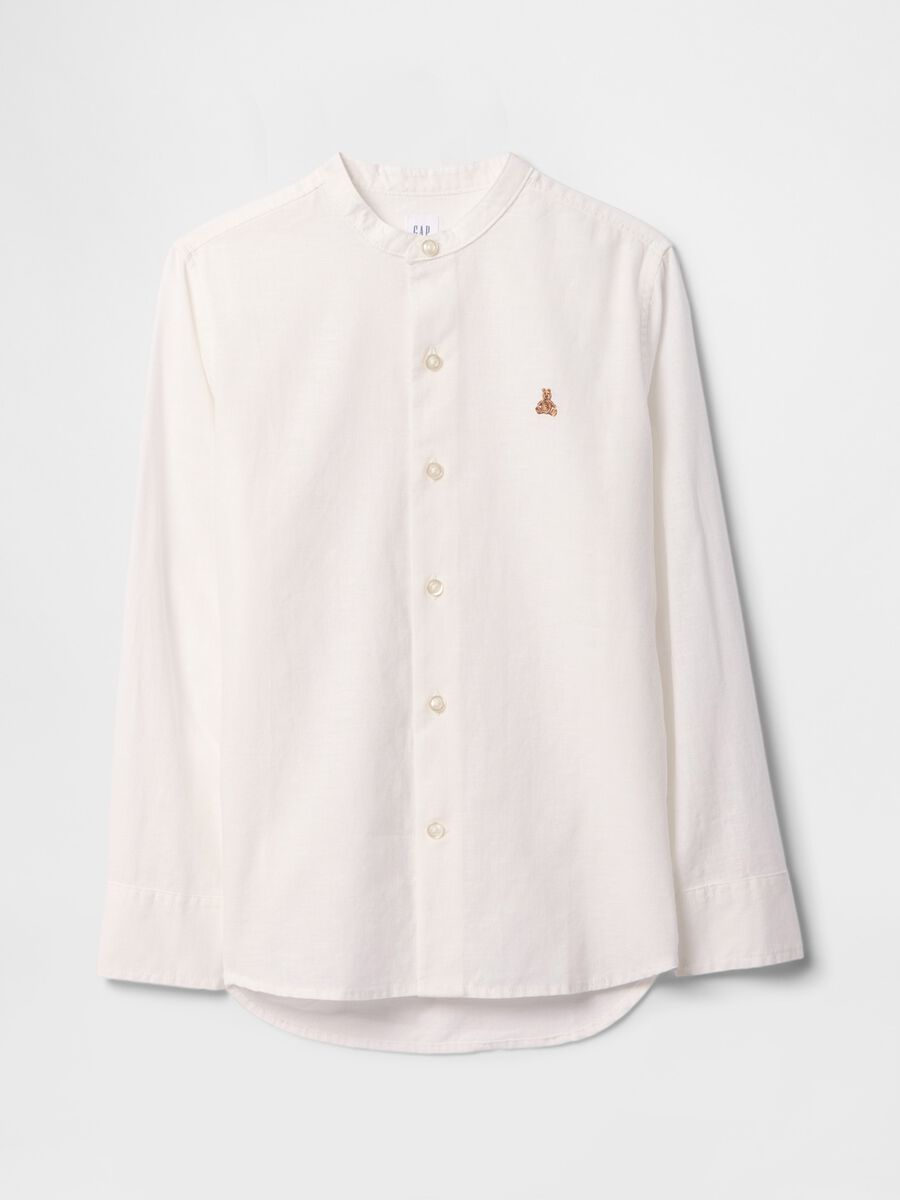 GAP Kids Long Sleeve White Linen and Cotton Shirt_4
