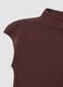 Brown fitted modal and stretch cotton T-shirt with mock neck_6