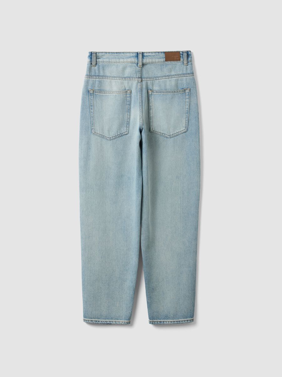 Jeans baggy in puro cotone denim azzurri da ragazzo_4
