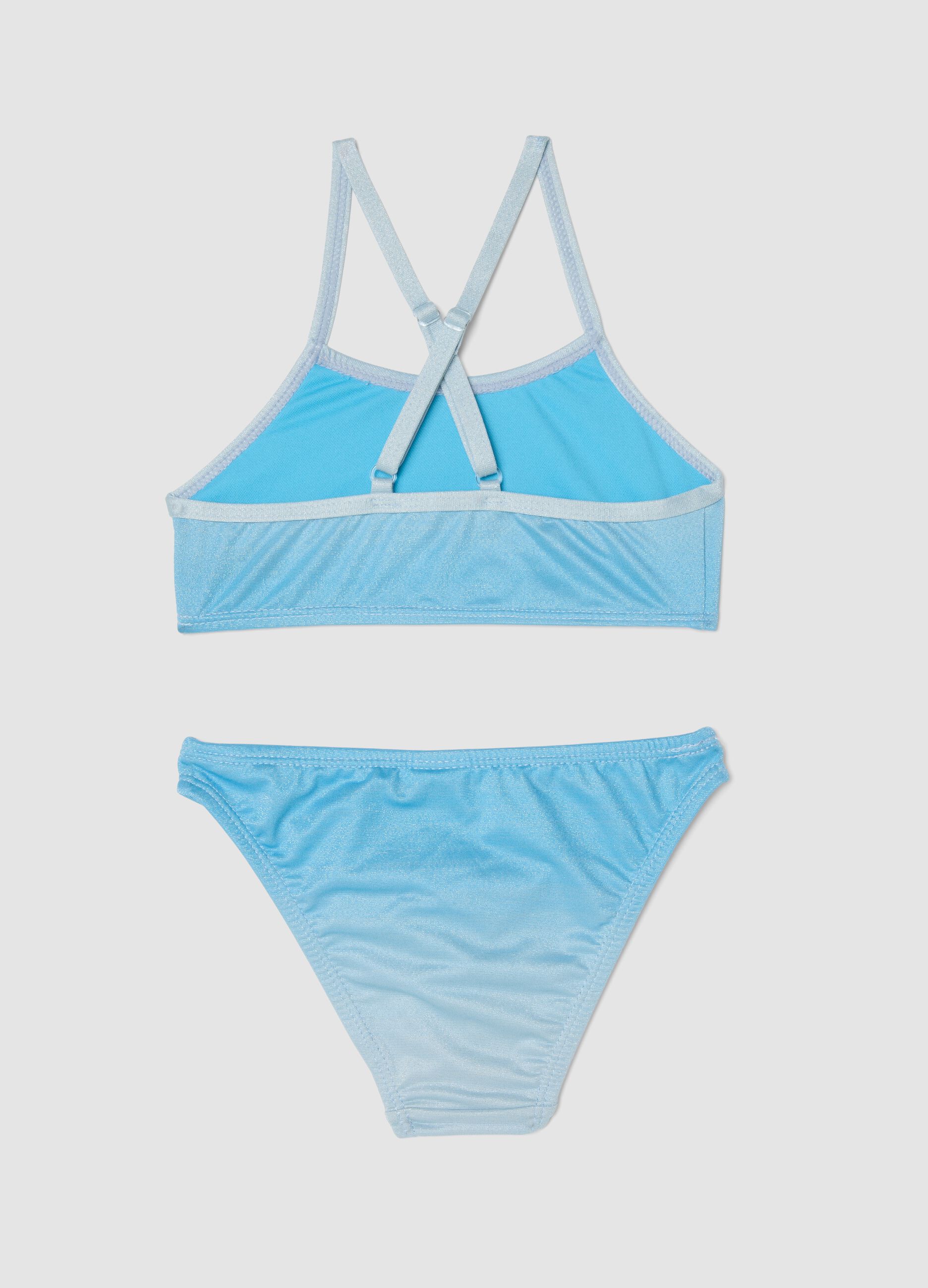 Sky-blue stretch bikini