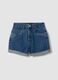 Blue pure cotton denim shorts_4