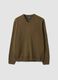 Olive green V-neck regular fit jumper_0