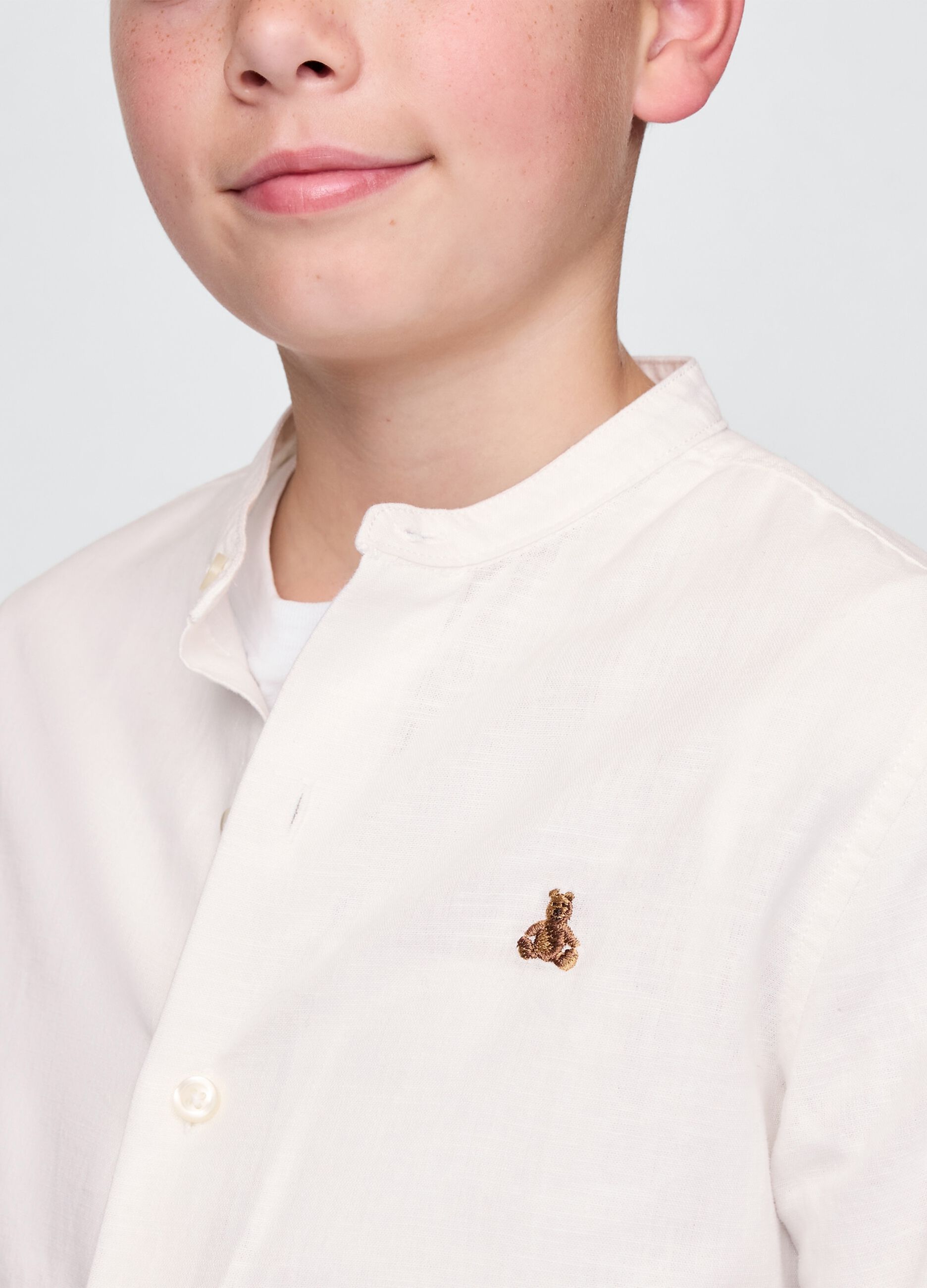 GAP Kids Long Sleeve White Linen and Cotton Shirt