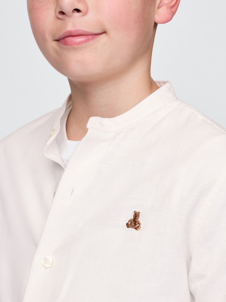 GAP Kids Long Sleeve White Linen and Cotton Shirt_3