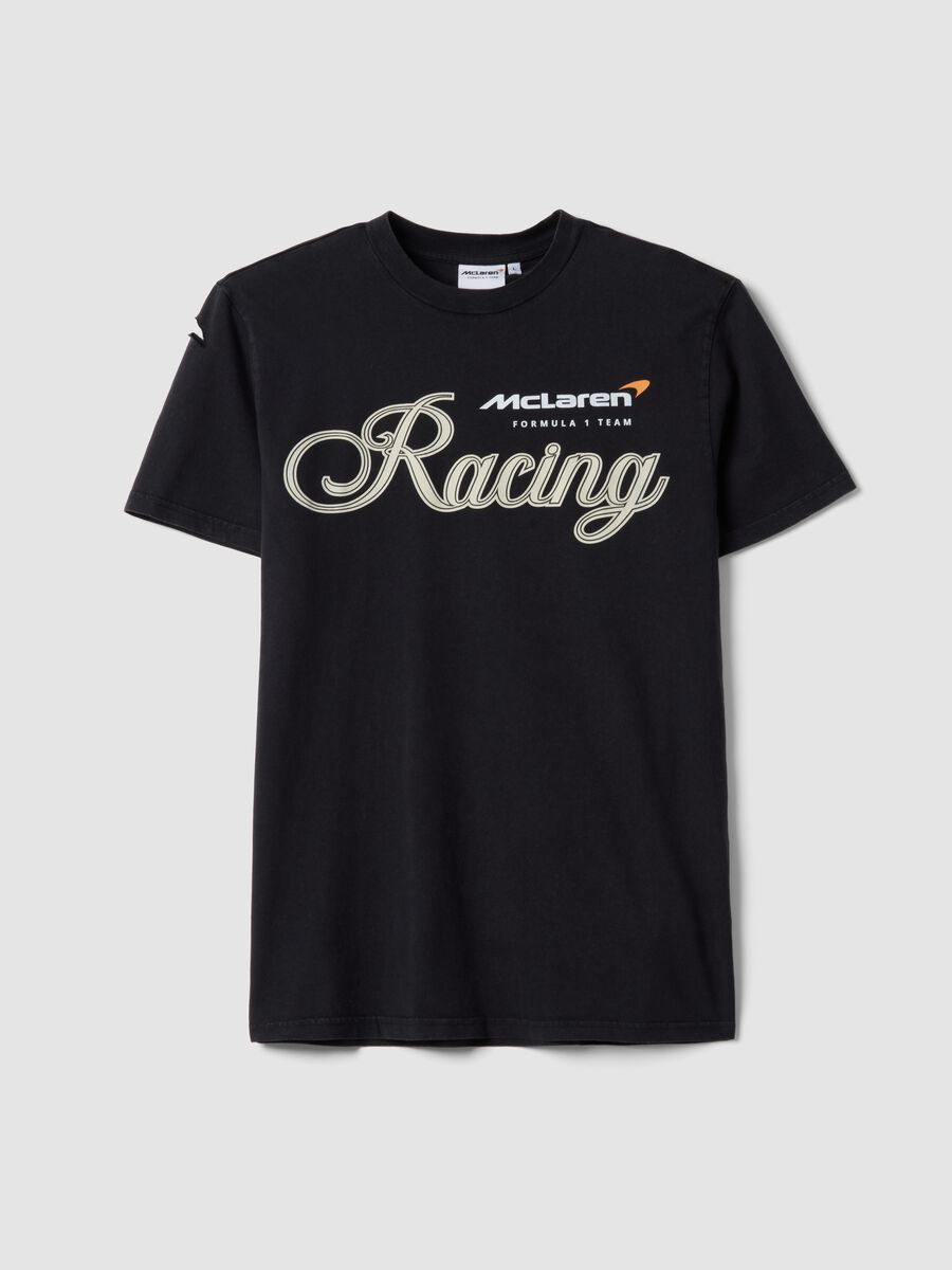 T-shirt in puro cotone nero regular fit con stampa McLaren_4