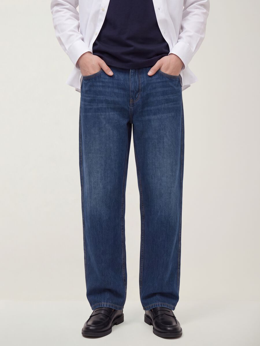 Relaxed fit pure cotton denim jeans_1