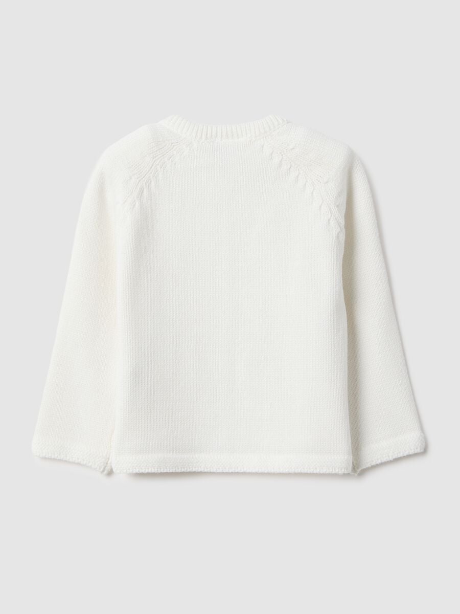 White organic cotton regular fit cardigan for girls_1