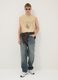 Beige pure cotton tank top with front print_1