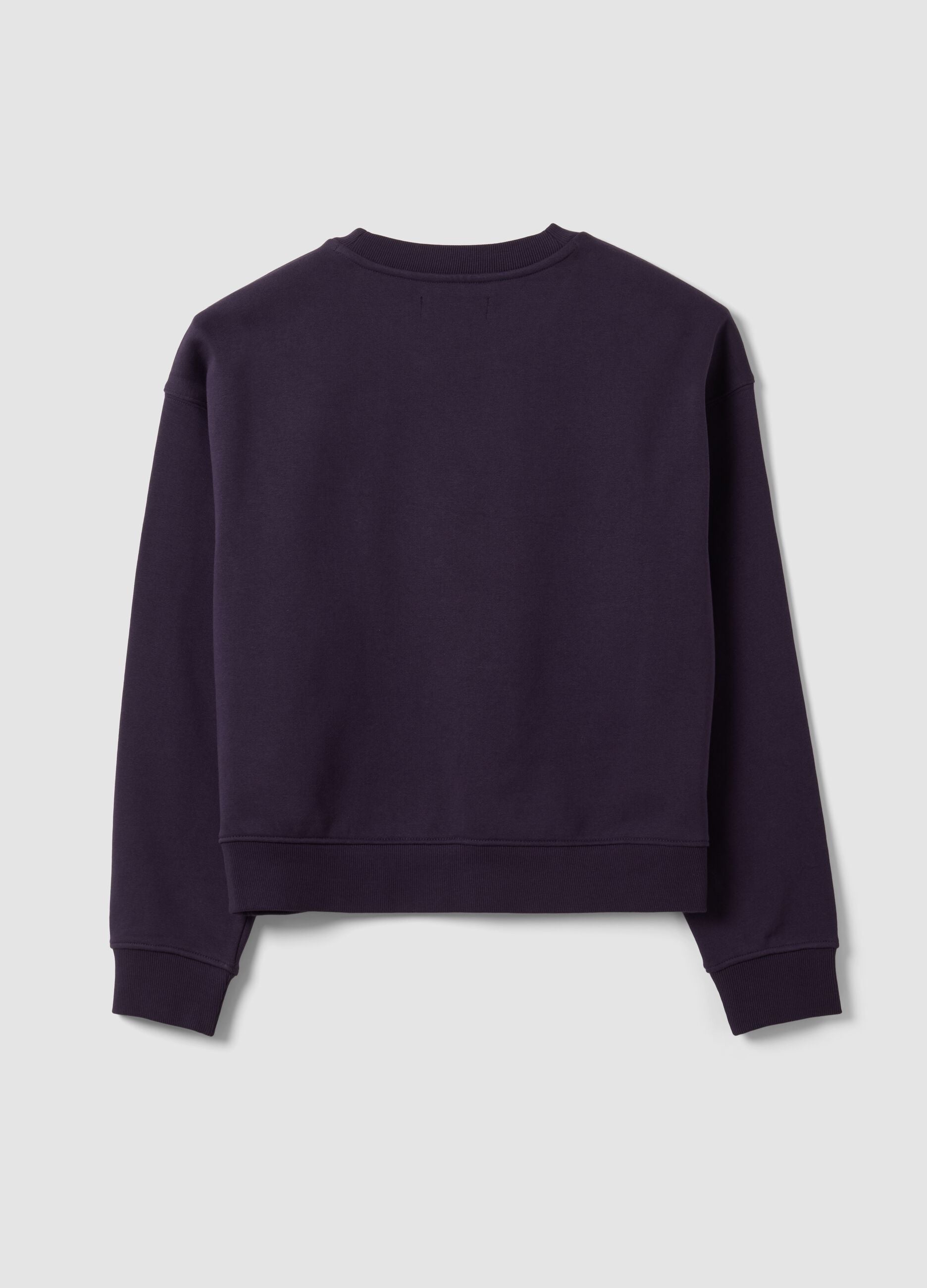 Purple cotton-blend crew-neck sweatshirt, regular fit