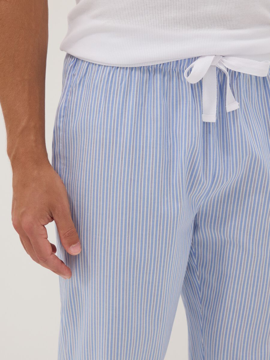 Blue striped organic cotton pyjama trousers_3