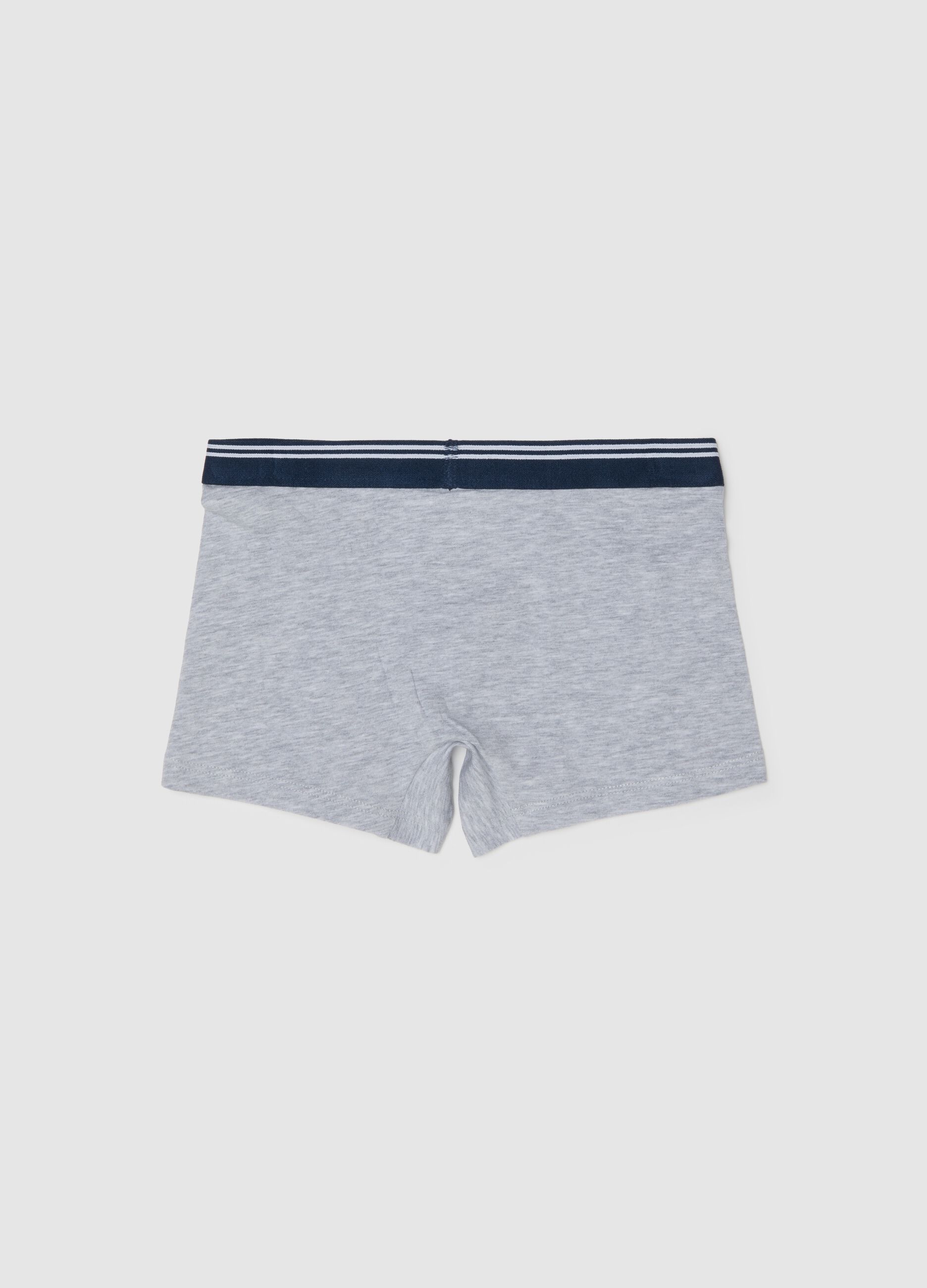 Grey children's boxer shorts in stretch cotton, regular fit